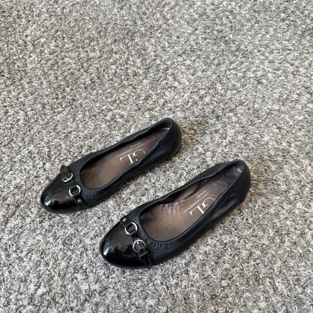 AGL Attilio Giusti Leombruni Leather Black Ballet Shoe Flats 36.5 US 6.5 Cap Toe